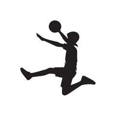 vector silhouette of a boy playing basketball