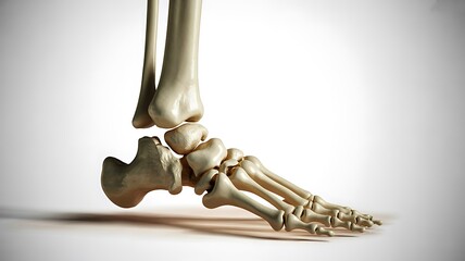 Human foot skeleton anatomy with detailed bone structure  

