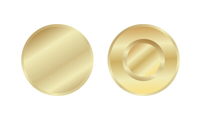A Set of Luxurious Golden Circle Element Icons with a Polished Metallic Finish, Suitable as a Button, Coin, or Medallion