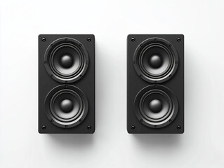 Obraz premium Modern Black Speakers on White Background for Audio Equipment Use