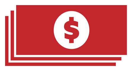 ドル紙幣のアイコン 赤