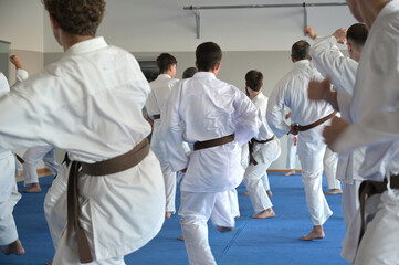 giovani karateki sul tatami per una lezione