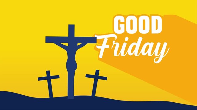 happy good friday with cross silhouette