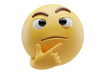 Thinking emoji contemplating problem or making decision isolated