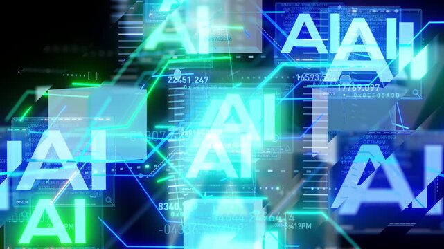 Futuristic AI Data Screens with Glowing Holographic Interfaces - 4K