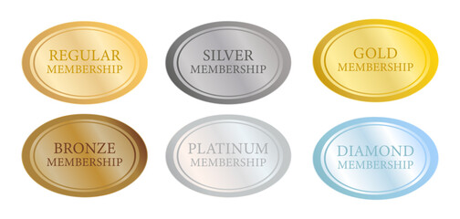 楕円形シンプルメタルフレームで構成した落ち着いた会員ランクバッジシリーズ