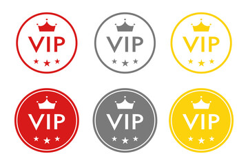6色展開したスター付きVIP会員ラベルアイコンセット