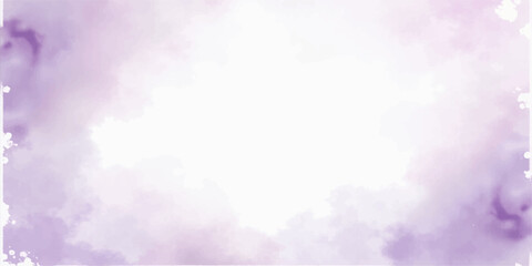 Abstract watercolor clouds with pink smoke on a bright blue sky background