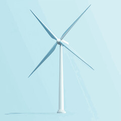 Isolated Wind Turbine with Three Blue Blades for Clean Energy Generation , vector style simple color