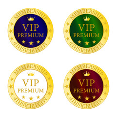 深いカラーリングと金装飾で仕上げたVIP PREMIUMバッジコレクション