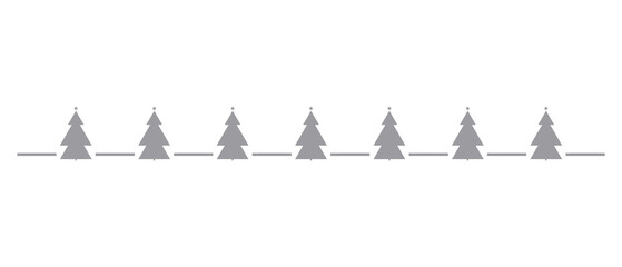Silver Christmas Tree Pattern Text Divider: Transparent Background Minimalist Christmas Greeting Card & Social Media Border Design Element
