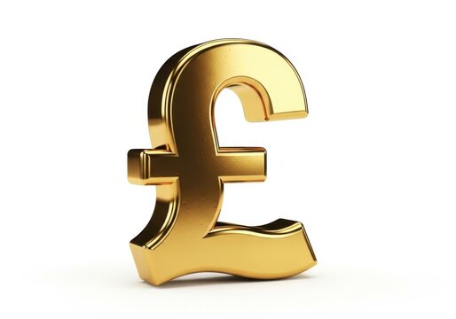 Golden shiny pound sterling symbol for finance and banking concept