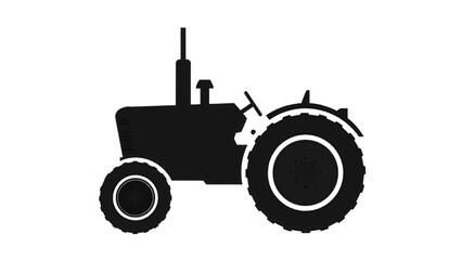 Vector illustration&nbsp;of silhouette of a vintage farm tractor side view isolated on transparent background 