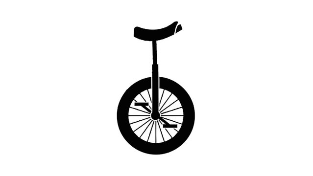 Vector illustration&nbsp;of black and white silhouette icon of a unicycle isolated on transparent background 