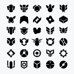 Unique collection of bold geometric symbols for modern logo designs