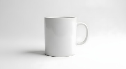 Obraz premium Tall white ceramic mug mockup for branding and design presentation on white background