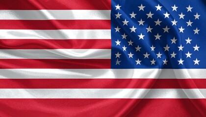 Naklejka premium United States flag waving against dramatic sky with clouds and sunlight, patriotic and symbolic atmosphere.