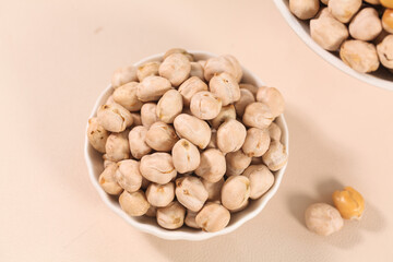 Fried Salted Chickpeas Xinjiang Style Crispy Snack in White Bowls Healthy Protein Food Photography