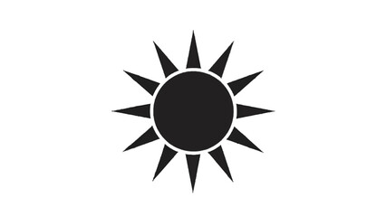 Vector illustration&nbsp;of simple black silhouette icon of a stylized sun with sharp rays, isolated on transparent background 