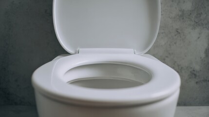 A toilet is open and the seat is down