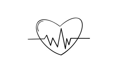 Easy to use hand drawn heart with beat line