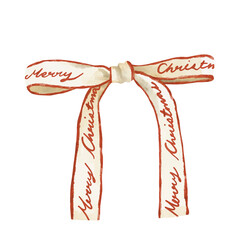 red ribbon bow watercolor clipart. Ideal for creating feminine, kids, baby showers, and aesthetic stationery, card, seasonal decoration, Christmas card and more.