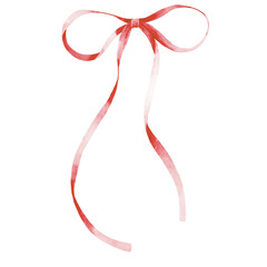 red ribbon bow watercolor clipart. Ideal for creating feminine, kids, baby showers, and aesthetic stationery, card, seasonal decoration, Christmas card and more.