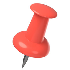 3D rendered bright red pushpin or thumbtack icon with a shiny plastic head, isolated