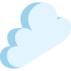 Soft Blue Cloud Shape With 3D Style And Light Blue Shadow Isolated On Transparent Background