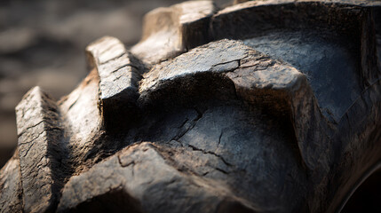 Tire's Textured Terrain: A close-up view of a rugged tire showcases the intricate details of its treads, capturing the essence of strength and durability.
