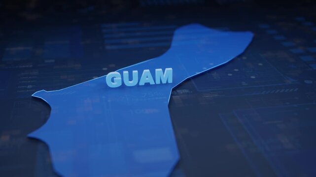 Guam Map Futuristic Digital Background