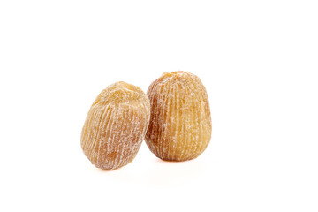 Golden Dried Jujube Fruits on White Background - Natural Healthy Snack Food