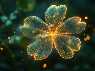 Radiant Shamrock Composed of Floating Tiny Lights