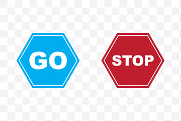 Stop and Go sign in illustration. Warning Stop Traffic Road Sign. Road safety sign board symbols .Traffic control signs.