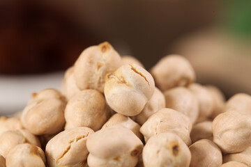 Fried Salted Chickpeas from Xinjiang - Crispy Golden Roasted Legumes Macro Photography
