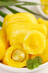 Fresh Golden Thailand Pineapple Slices with Sweet Honey Flesh and Tropical Garnish