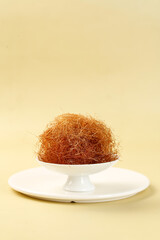 Dried Corn Silk Cornhusk Fibers on White Stand Natural Herbal Tea Ingredient for Healthy Brewing