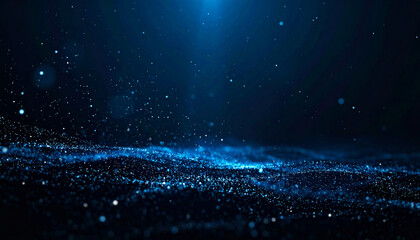 Obraz premium 深い夜空を思わせる濃紺と青のグリッター星空背景