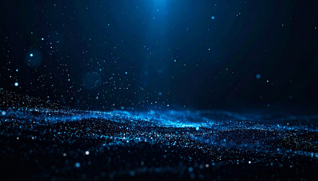 Fototapeta 深い夜空を思わせる濃紺と青のグリッター星空背景