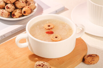 Traditional Jujube Soup with Red Dates and Xinjiang Dried Fruits in White Cup