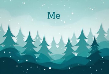Animated winter wonderland scene with snow falling over a forest and the word 'Me' for personalized greetings and holiday messages