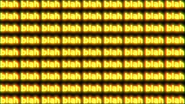 Blah text words glowing animation with glitch effect
