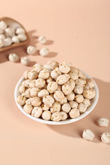 Crispy Salt Fried Chickpeas from Xinjiang China in White Bowl Healthy Snack Food Photography