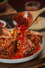 Spicy Marinated Rabbit Head Chengdu Shuangliu Style Cold Dish with Chili Oil Sauce Traditional Sichuan Cuisine