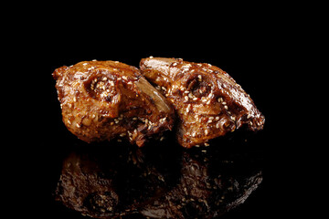 Spicy Rabbit Head Dishes Chengdu Shuangliu Traditional Sichuan Cuisine with Sesame Seeds Black Background