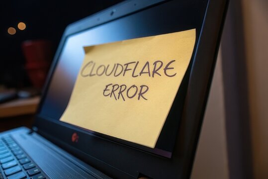 Cloudflare error message on a laptop screen