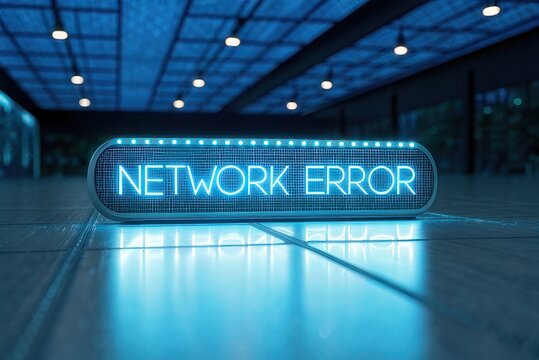 Floating digital hologram alert message in blue tones - Powered by Adobe