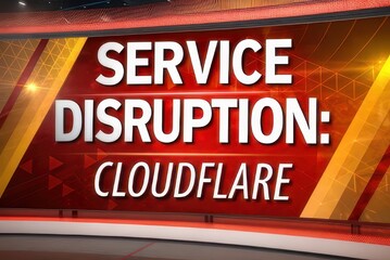 News broadcast frame displaying service disruption alert for Cloudflare