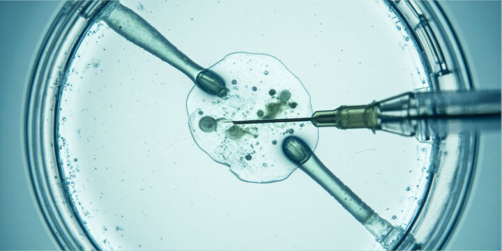 Cell injection under microscope