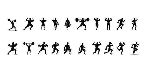 Icon Set Fitness Silhouettes  Sports And Fitness